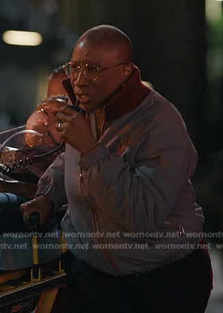 Hen's grey bomber jacket on 9-1-1