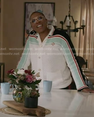 Hen’s stripe knit cardigan on 9-1-1