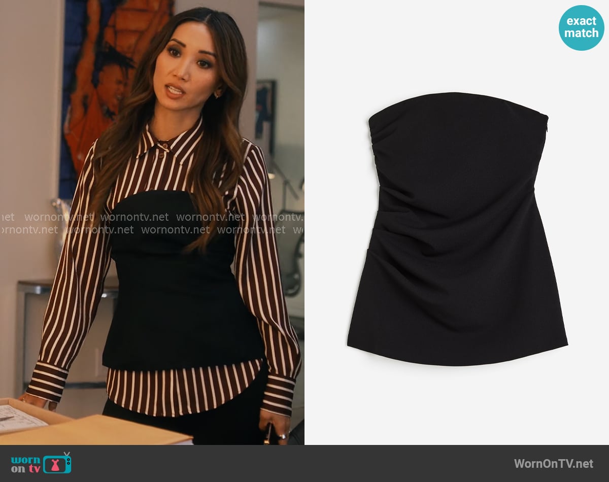 H&M Draped Bandeau Top in Black worn by Ali Lee (Brenda Song) on Running Point