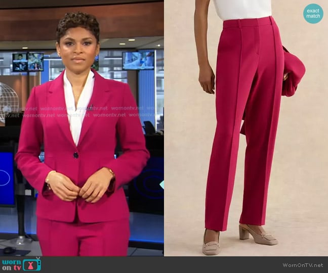 Hobbs Gemma Straight Leg Pants in Beetroot Pink worn by Jericka Duncan on CBS Evening News