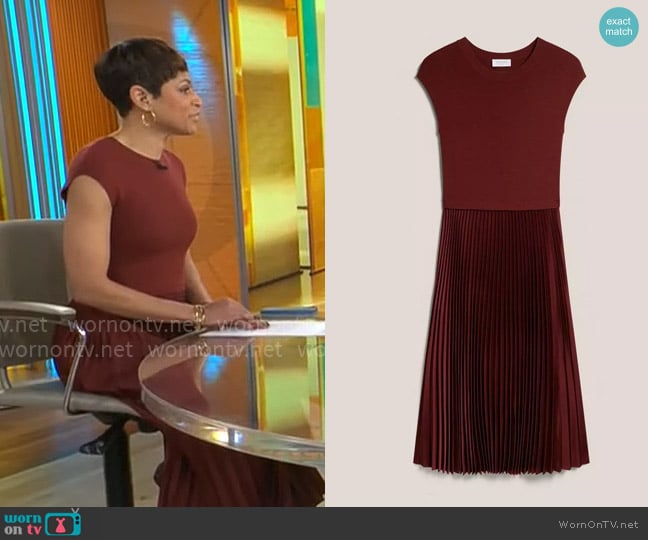 Jericka Duncan’s brown pleated skirt dress on CBS Mornings