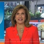 Hoda's red ruched sleeve blazer on Today