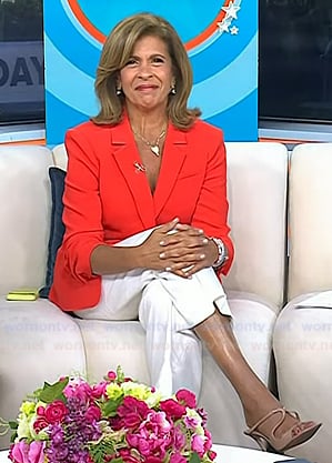 Hoda's beige strapply sandals on Today