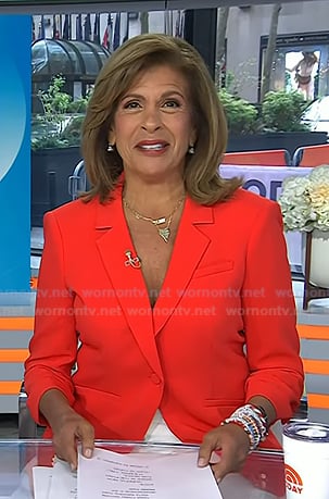Hoda's red ruched sleeve blazer on Today