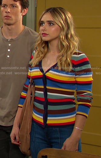 Holly’s striped ribbed cardigan on Days of our Lives