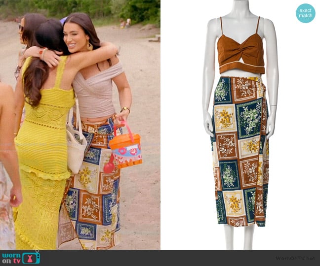 House of Harlow 960 Linen Floral Print Skirt worn by Ashley Iaconetti on The Real Housewives of Rhode Island