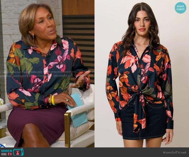 Robin’s navy floral blouse on Good Morning America