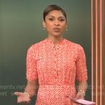 Jericka Duncan’s red printed dress on CBS Mornings