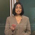 Shanelle Kaul’s taupe blazer on CBS Mornings