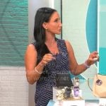 Elizabeth Werner’s navy dotted print jumpsuit on CBS Mornings