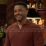 Nate’s red textured polo shirt on The Young and the Restless
