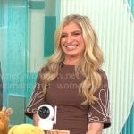 Ashley Bellman’s brown dress with embroidered sleeves on CBS Mornings