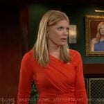 Phyllis’s red asymmetric neckline dress on The Young and the Restless