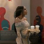 Hayley’s animal print off-shoulder dress on Beyond the Gates