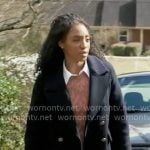 Faith’s navy pea coat on Will Trent