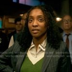 Faith's blue shirt and green sweater vest on Will Trent