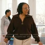 Sharon’s purple quarter zip sweater on Chicago Med