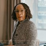 Sharon’s herringbone tweed dress and jacket set on Chicago Med