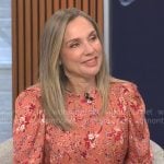 Catherine Fisher’s coral floral blouse on CBS Mornings