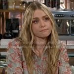 Claire’s floral embroidered shirt on The Young and the Restless