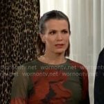 Chelsea's green and red floral mesh top on The Young and the Restless