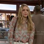 Claire’s floral embroidered shirt on The Young and the Restless