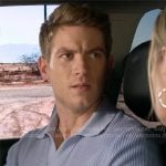 Noah’s light blue knit polo shirt on The Young and the Restless