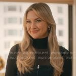 Isla’s black zip vest and metal belt on Running Point