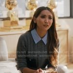 Ali's grey sweater with patch pockets on Running Point