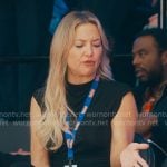 Isla’s black draped long dress on Running Point