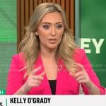 Kelly O’Grady’s pink blazer with square button on CBS Mornings