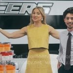 Isla's yellow suede crop top and skirt set on Running Point