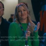 Isla's green long sleeved dress on Running Point