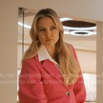 Isla's pink oversized blazer and mini skirt on Running Point