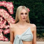 Jules' blue cutout draped gown at Cassie & Nate's wedding on Euphoria