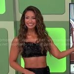 Manuela’s black sequin crop top and skirt set on The Price is Right
