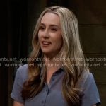 Josslyn’s blue button front top on General Hospital
