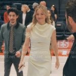 Isla’s yellow satin maxi dress on Running Point