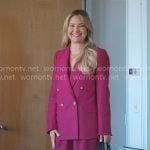 Isla’s fuchsia pink suit on Running Point