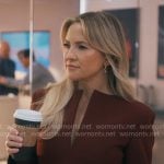 Isla's burgundy split-neck dress on Running Point