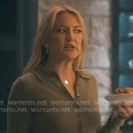 Isla’s taupe collared cardigan on Running Point