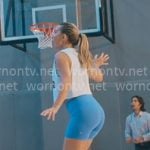 Isla’s blue bike shorts on Running Point