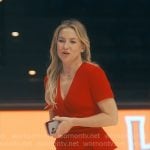 Isla’s red peplum midi dress on Running Point