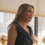 Isla’s grey double-breasted dress on Running Point