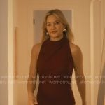 Isla's purple long dress with split on Running Point