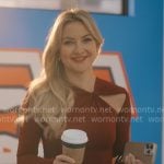 Isla’s red long sleeved top with cutout on Running Point