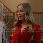 Donna’s red printed button down shirt on The Bold and the Beautiful