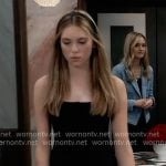 Charlotte’s black button-front mini dress on General Hospital