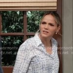 Lulu’s blue and white printed shirt on General Hospital