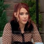 Sally's geometric print cardigan with fur collar and cuffs on The Young and the Restless